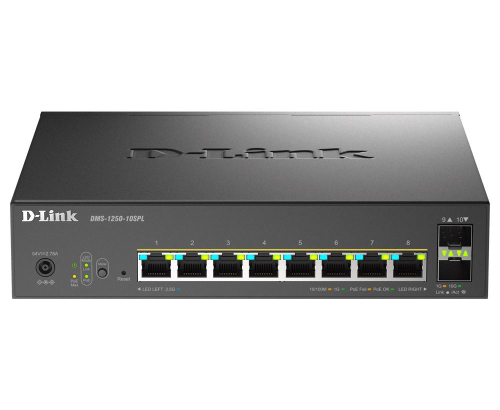 D-LINK DMS-1250-10SPL SWITCH GESTITO L2+ - 2 x 10/100/1000/2.5G (PoE++) + 6 x 10/100/1000/2.5G (PoE+) + 2 x 10 Gigabit SFP+ PoE++ (120 W) DESKTOP
